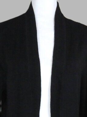 Sienna & Sage Women's Black & White 3/4-Sleeve Cardigan Sweater Size M (C1996)